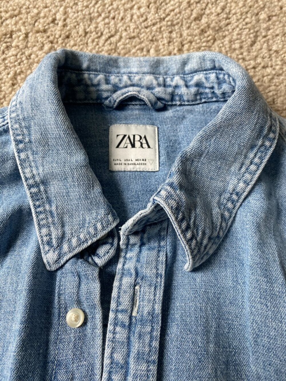 Zara Men’s Denim Jean Shirt – Relaxed Fit – Size L – Good Condition - Picture 3 of 6